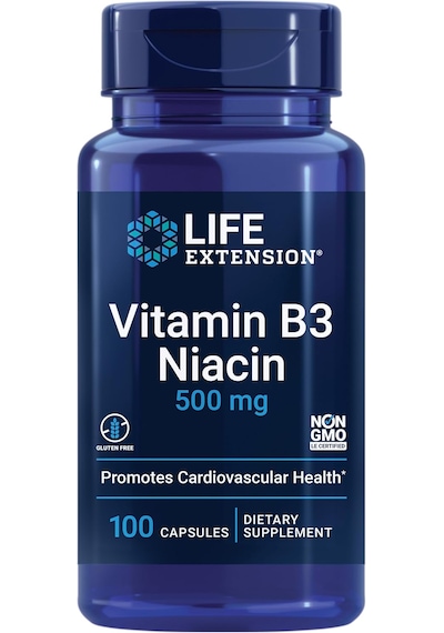 Life Extension Vitamin B3 Niacin 500 Mg 100 Capsules Aromasız