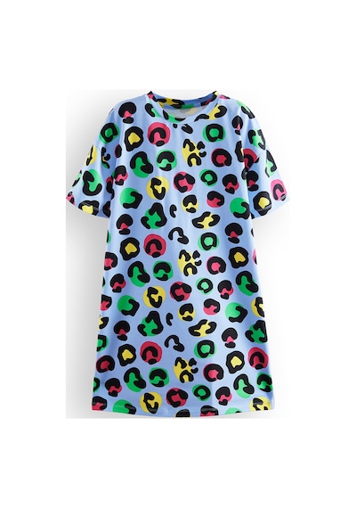Denokids Leopar Kız Çocuk Oversize Elbise Renkli Çok Renkli