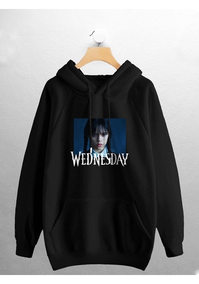 Macklin Unisex Kadın Erkek Wednesday Baskılı Tasarım Sweatshirt Siyah1 Mck1125 Siyah