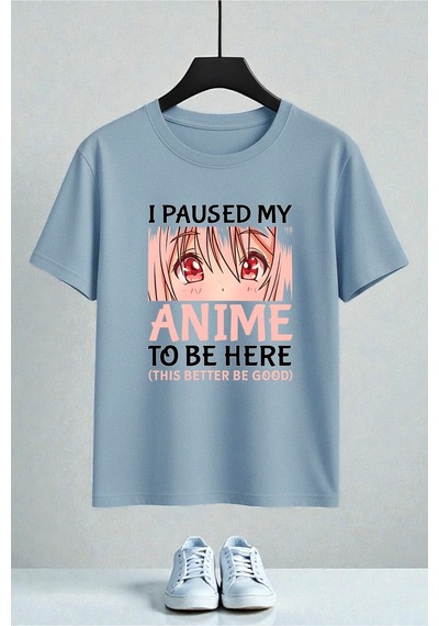 Uyguntarz Unisex My Anime Baskılı Tasarım Tshirt Bebe Mavisi