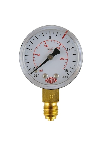 Simga 0-16 Bar Çap Ø52 MM ALTtan Bağlantılı Kuru Tip Manometre