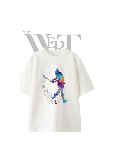 Thewert Splash Hockey Tasarım Baskılı Ünisex Beyaz Oversize T-shirt