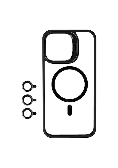 Apple Uyumlu  iPhone 15 Pro Kılıf Magsafe Wireless Şarj Özellikli Standlı Magsafe Klon Lensli Kapak Kılıf