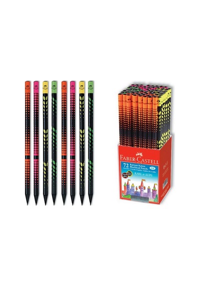 Faber Ağ Ve Iz Desenli Yuvarlak Kurşun Kalem Siyah Ahşap 72 Li Paket 5242115813 Çok Renkli