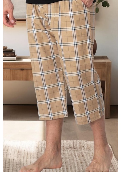 Mecit 3009 Kahve Ekoseli Erkek Capri Alt Pijama 001