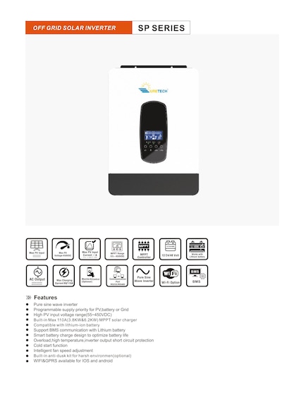 Uretech 3.8kw Tam Sinüs Akıllı Mppt İnverter 24v-220v 3800watt