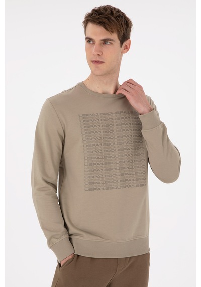 U.S. Polo Assn. Erkek Regular Fit Bisiklet Yaka Açık Haki Sweatshirt 50293461-VR183