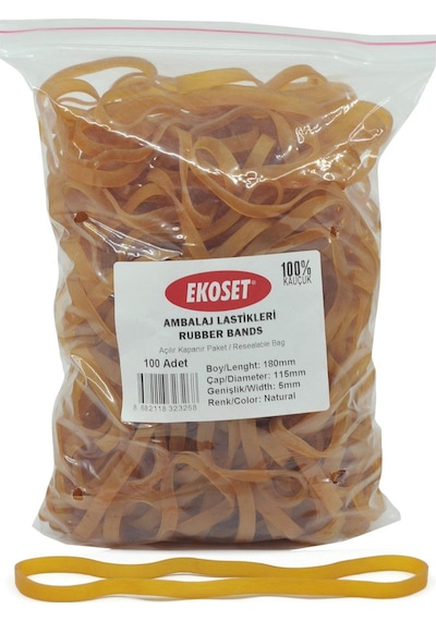 Ekoset 180X5Mm Geniş Kauçuk Paket Ambalaj Kasa Lastiği 100 Adet