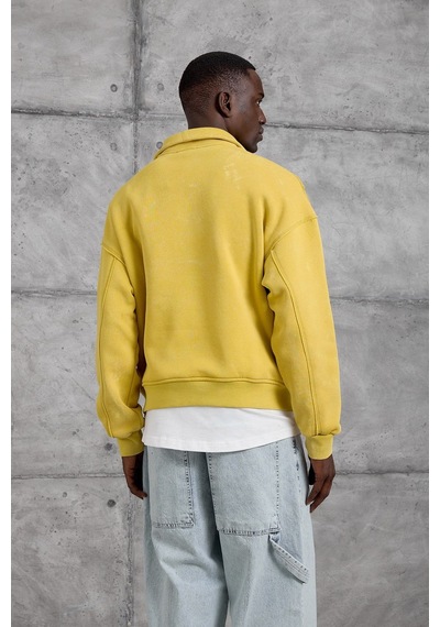Hiccup Nomarc Bol Kesim Yarım Fermuarlı Uzun Kollu Sweatshirt Sarı
