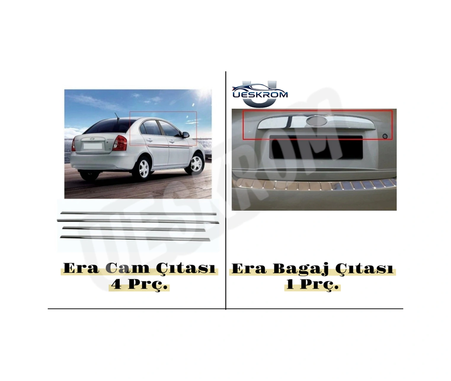 Ueskrom Hyundai Era Krom Bagaj Çıtası + Cam Çıtası Set