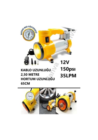 Pro Kompresör 12v Taşınabilir 150 Psı Araba Oto Araç Motor Bisiklet Havuz Lastik Şişirme Pompası