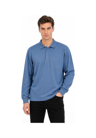 Dynamo Erkek Büyük Beden Mevsimlik Polo Yaka Cepli Sweatshirt Bgl-st05367 Mavi