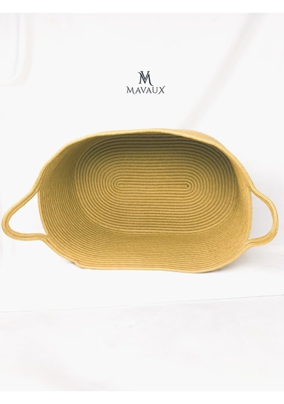 Mavaux Dekoratif Jüt Saplı Hasır Sepet Bej 20x30x50 Cm, Ipli Oyuncak Sepeti, Doğal Ipli Havlu Sepeti Jüt