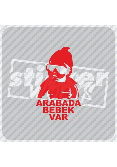 Arabada Bebek Var Sticker Kırmızı