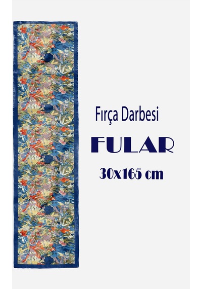 Fırça Darbesi Desen Şık & Zarif Kadın Aksesuarı Saten Fular 30x165cm Çok Renkli