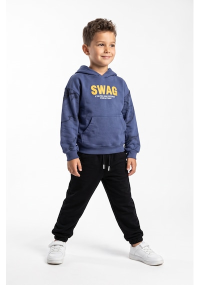 Toontoy Kids Toontoy Erkek Çocuk Kapüşonlu Swag Baskılı Eşofman Takım İndigo