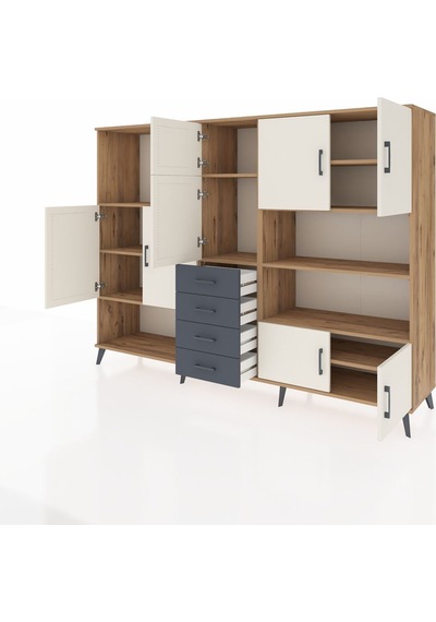 Hyperion Dolap 9 Raflı 4 Çekmeceli 8 Kapaklı 220x44x163 Çam-aytaş Çam-aytaşı/antrasit Hyperion Dolap 9 Raflı 4 Çekmeceli 8 Kapaklı 220x44x163 Çam-aytaş Çam-aytaşı/antrasit