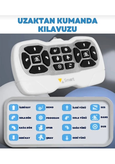 Uzaktan Kumandalı Şarjlı Çok Fonksiyonlu Eğitici Ve Öğretici İnteraktif Akıllı Robot Kedi-köpek Beyaz