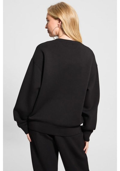 Guess Kadın Cecılıa Cn Önü Logolu Sweatshirt - Siyah Siyah