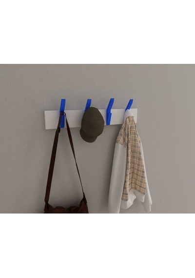 Hepsi3boyutlu Modern Duvar & Kapı Kanca Askılık - 4 Adet Mavi Kanca Askılık - Model No : 3 Mavi