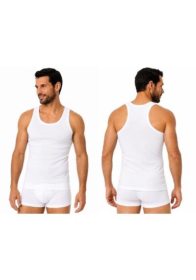 Namaldı Erkek Ribana Rambo Atlet 3'lü Paket - %100 Pamuk Sporcu Atlet 3 Adet Beyaz