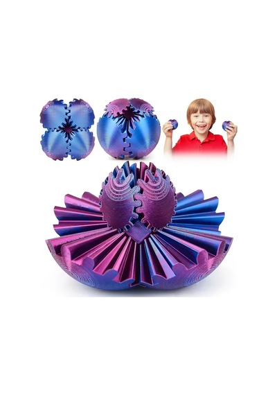 3d Baskılı Dişli Top Pla Malzeme, Stres Giderici Dönme Oyuncağı, Taşınabilir Spinner Küre Mavi