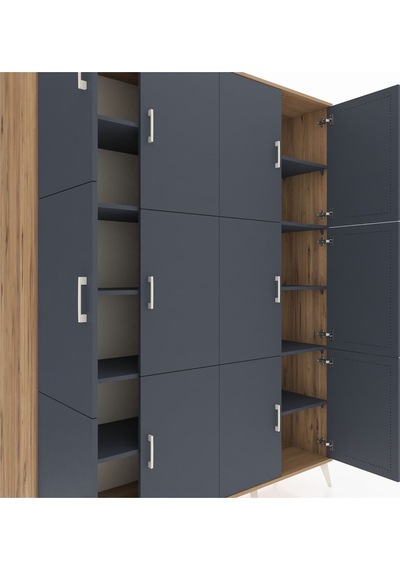 Hyperion Gardrop 10 Raflı 12 Kapaklı 176x44x221 Çam-antrasit Antrasit Hyperion Gardrop 10 Raflı 12 Kapaklı 176x44x221 Çam-antrasit Antrasit