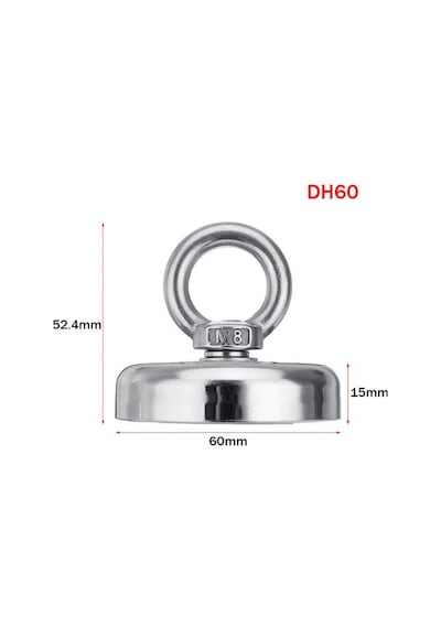 Magnet Fishing, 60Mm Halatlı Güçlü Neodyum Mıknatıs Seti