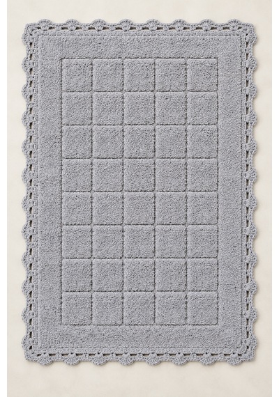 Alanur Bodrum Tufting Cotton Pamuklu El Işi Örgülü Paspas 109 80 X 135 Cm gri