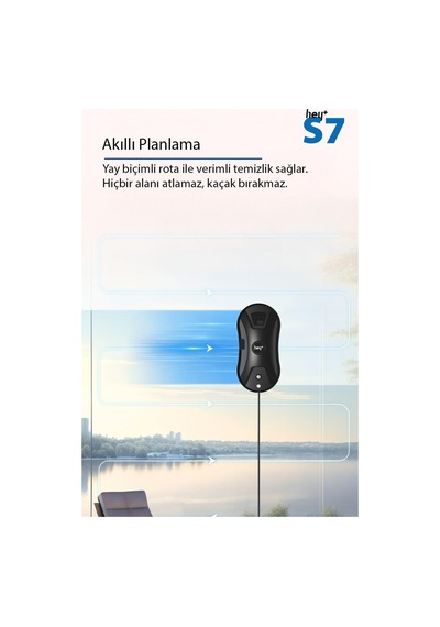 Hey+ Cam Silme Robotu Cam Temizleme Robotu Su Püskürtme Özellikli S7 Açık Gri