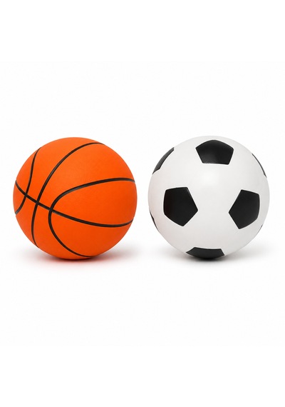 Mini Futbol & Basketbol Zıplayan Top 2 Li Set Kauçuk Oyuncak Top