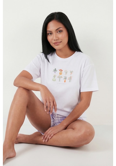 Lela Bayan Pijama Takımı 65790782 Beyaz-lila