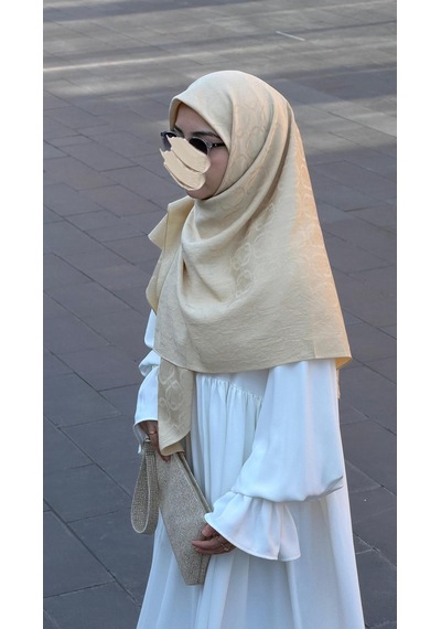 Qalortex Scarf Premium Jakarlı Mira B.boy Eşarp -gold