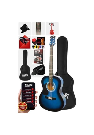 Kaliteli Mavi 40 İnç Akustik Gitar Seti, 4/4 Boy