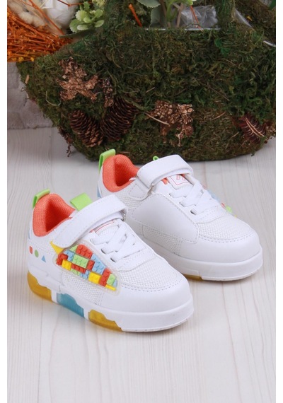Fort Cool Legos Rahat Hafif Sneaker Işıklı Erkek Çocuk Ayakkabı beyaz