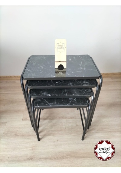 Evko Mobilya Buket Sehpa, 4'lü Zigon Sehpa,  Servis Sehpası, Iç Içe Geçen Sehpa, Ahşap Sehpa, Dikdörtgen Sehpa