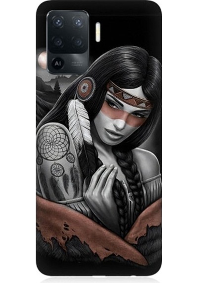 Oppo Reno 5 Lite Uyumlu Kızılldereli Kız Dreamcatcher Desenli Silikon Kılıf