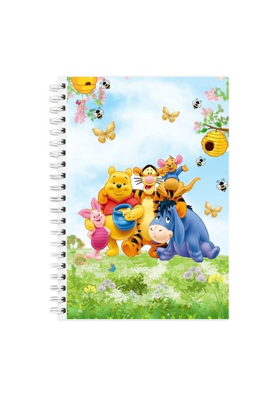 Winnie The Pooh A5 Spiralli Çizgili Not Defteri 60 Yaprak 120 Sayfa Çok Renkli