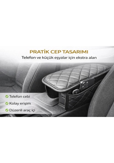 Tata Manza Kapitoneli Araç Kolçak Kol Dayama Minderi Siyah Fs