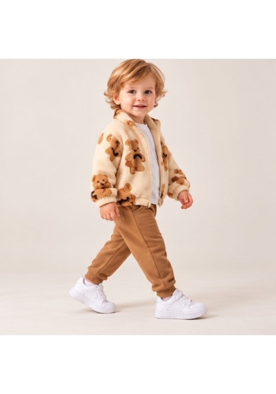 Maxx Kelın Erkek Bebek Ayıcık Desenli Peluş Fermuarlı Mont Ve Pantolon 2'li Takım 9-12-18 Ay Ekru Maxx Kelın Erkek Bebek Ayıcık Desenli Peluş Fermuarlı Mont Ve Pantolon 2'li Takım 9-12-18 Ay Ekru