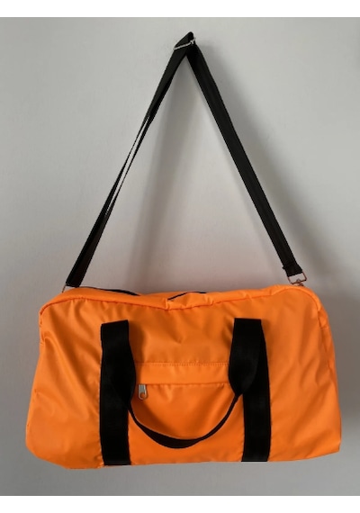 İcone Bag Kadın & Erkek Spor Çantası, Paraşüt Kumaş Önü Cepli Unisex Spor Fitness Gym Çantası Neon Turuncu