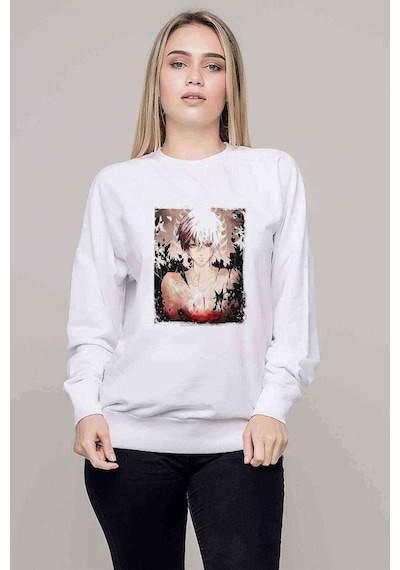 Anime Tokyo Ghoul Anteiku Baskılı Beyaz Kadın Sweatshirt (528300315)