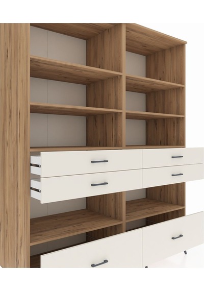 Kronos Gardrop 8 Raflı 6 Çekmeceli 176x59x221 Çam-çam/aytaşı Çam/aytaşı