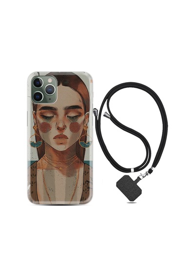 Apple Uyumlu iPhone 11 Pro Kılıf Boyun Askılı Woman Maniplatiun 1362