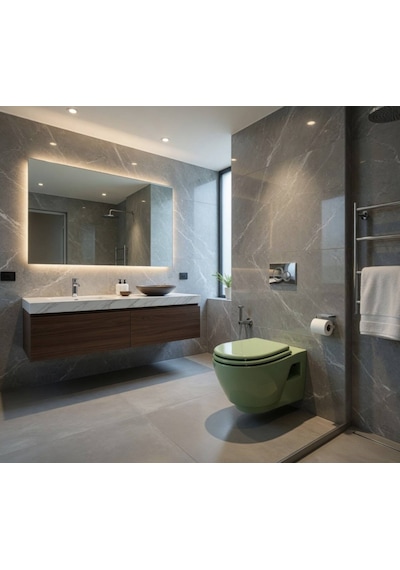 Ece Banyo - Ronda Design Fıstık Yeşili Asma Klozet Kapak Dahil Outlet - 7623-dl- Diğer