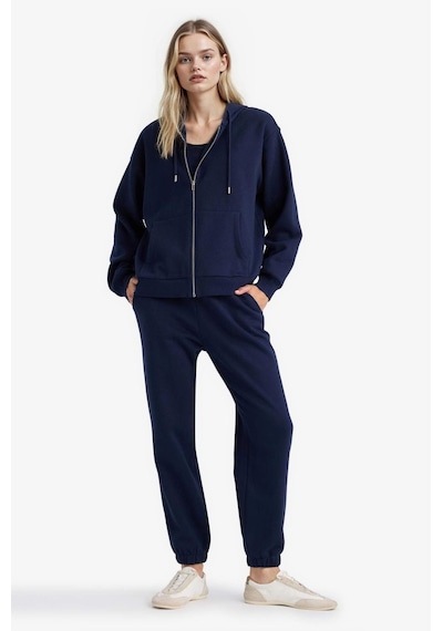 Defacto Relax Fit Kapüşonlu Basic Düz Kalın Fermuarlı Sweatshirt C1809ax25aunv251 Lacivert