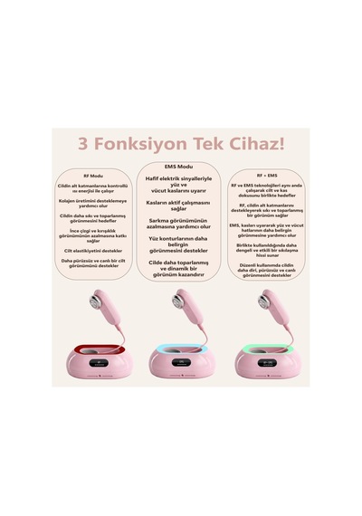A07 Rf Ems Yüz Masaj Aleti, Cilt Sıkılaştırıcı, Pembe