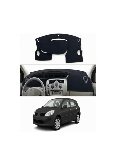 Renault - Scenic 2 2003-2009 Uyumlu Torpido Koruma Kılıfı - Siyah Şeritli