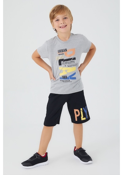 Rolypoly Urban Wears Gri Melanj Erkek Çocuk Bermuda Takım Gri