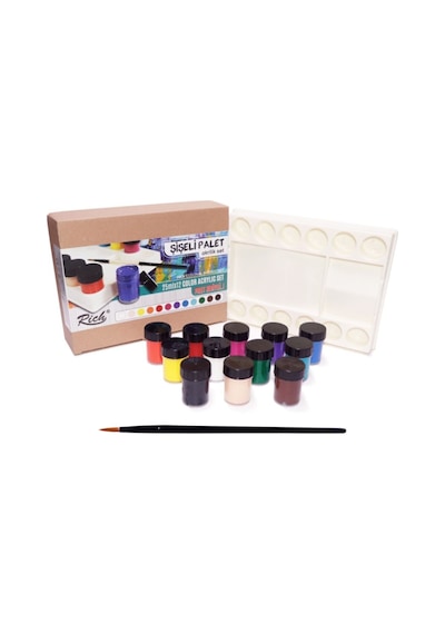 Rich Şişeli Palet 25 Ml X 12'li Akrilik Set Fırça